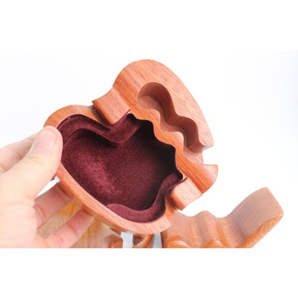 Artisan-Signed Wooden Apple Puzzle BoxHand-Carved • Hidden Compartment - Picture 10 of 14